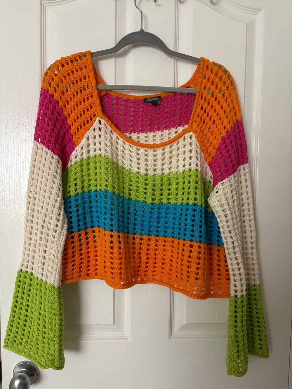 wild fable Orange Pink Green Blue Cream Crochet Knit Top